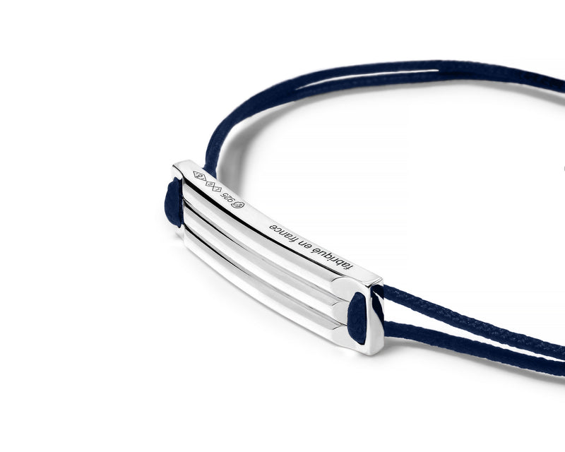 Le Gramme Bracelet Cordon Bleu Marine Godron Le 5g