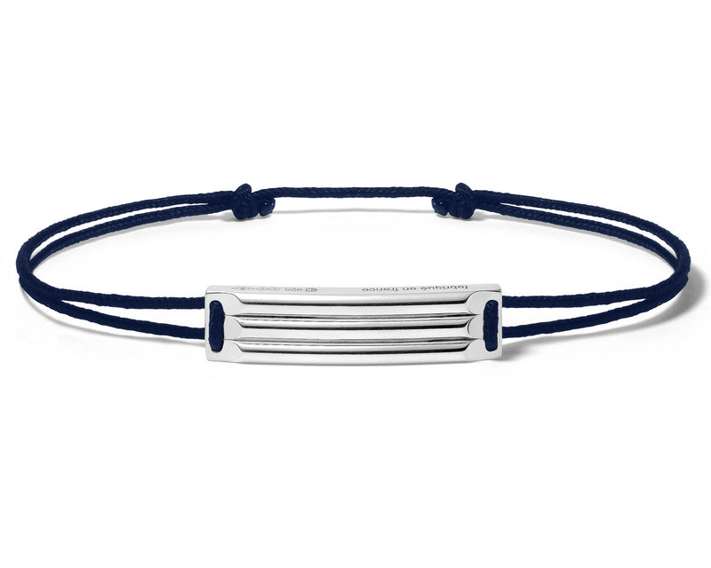 le gramme bracelet cordon bleu marine godron le 5g