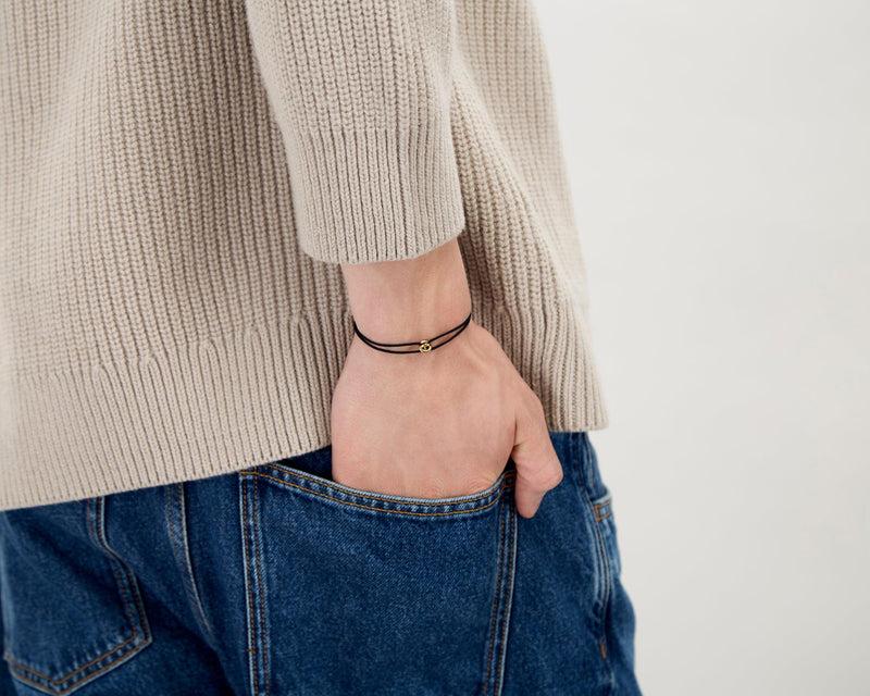 Le Gramme Bracelet Cordon Entrelacs Noir Le 1g