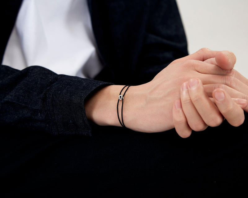 Le Gramme Bracelet Cordon Entrelacs Noir Le 1g