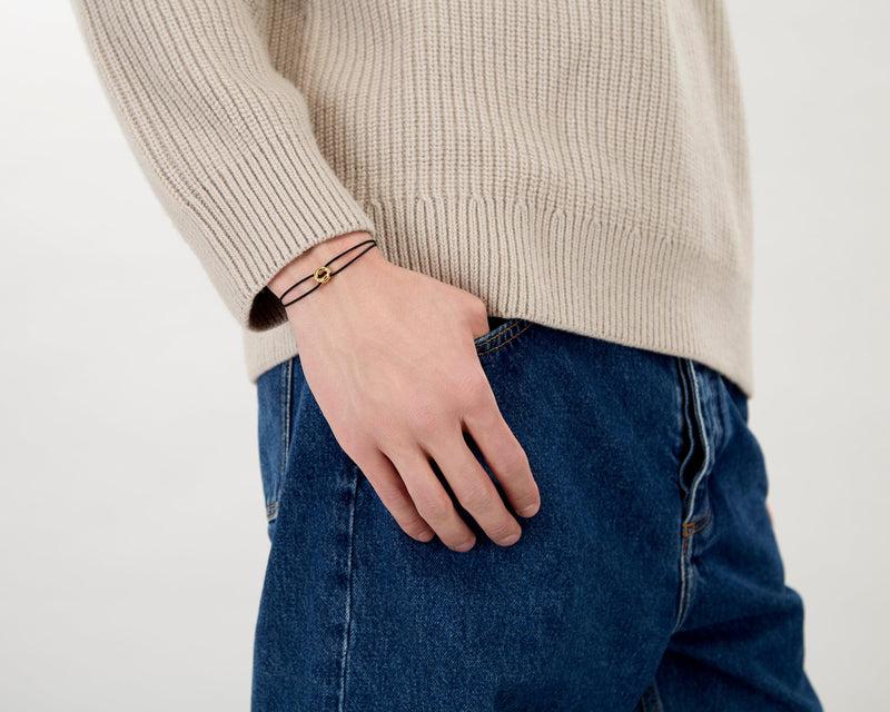Le Gramme Bracelet Cordon Entrelacs Noir Le 3g