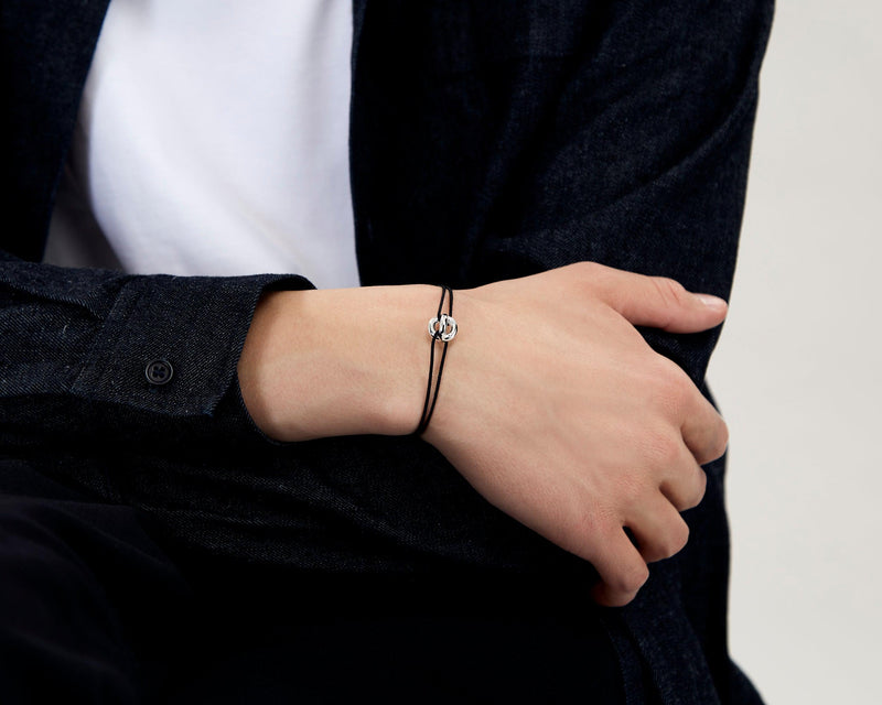 Le Gramme Bracelet Cordon Entrelacs Noir Le 3g