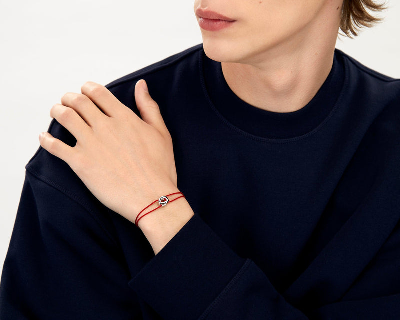 Le Gramme Bracelet Cordon Entrelacs Rouge Le 3g