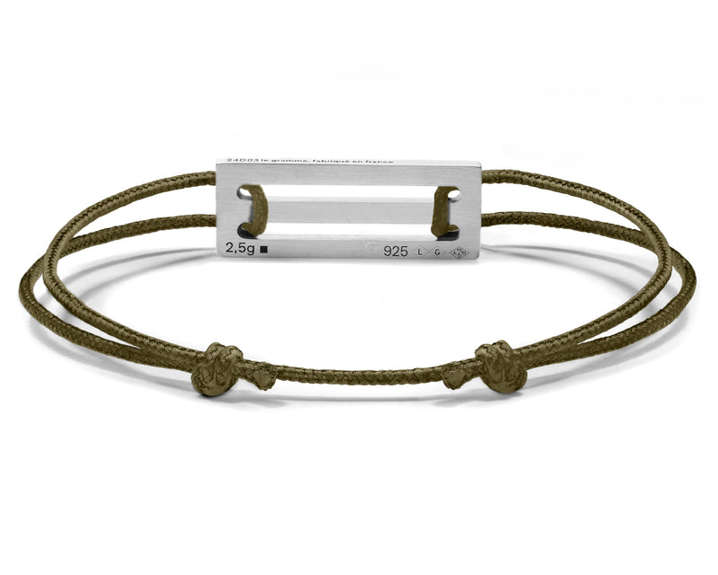 Le Gramme Bracelet Cordon Kaki Perforé Le 2 5g