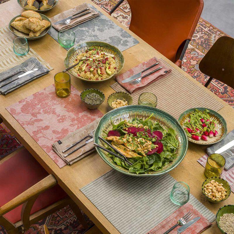 le jacquard français Set de table enduit Casual Flower Lin