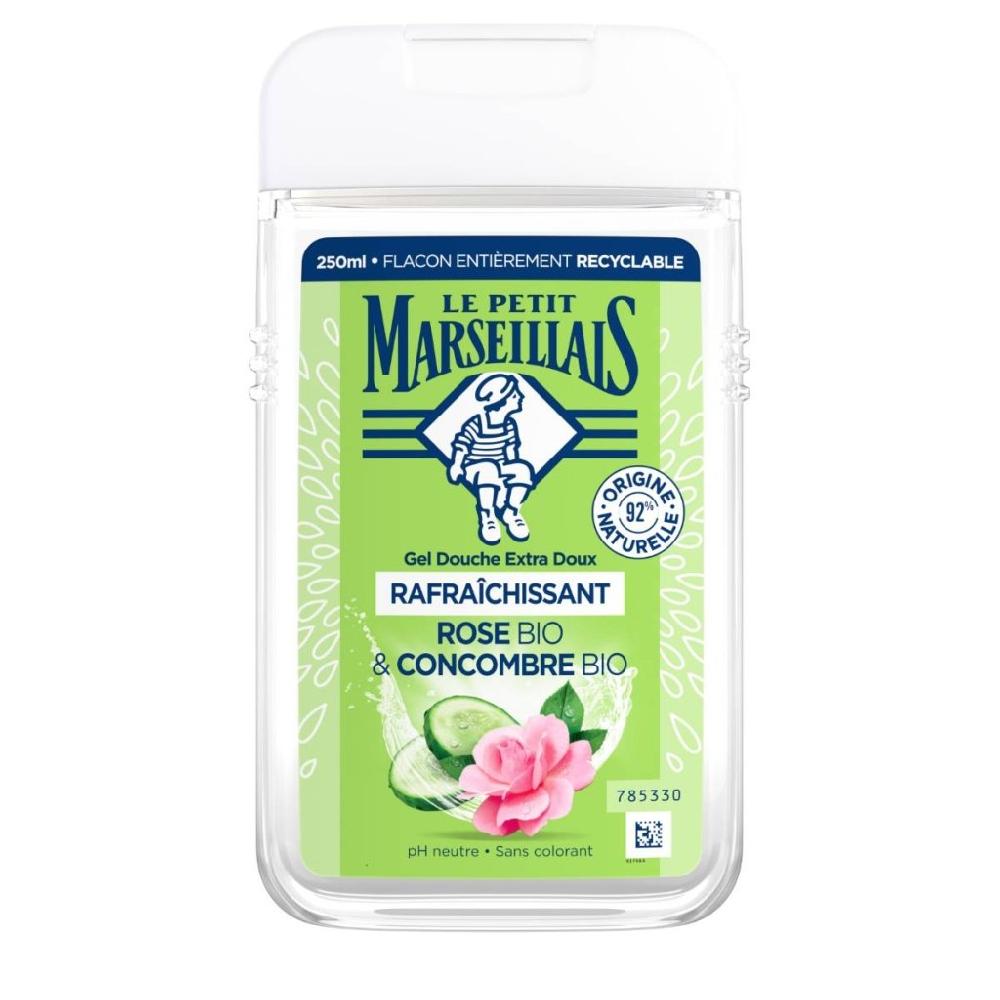 le petit marseillais Gel Douche Extra Doux Rafraîchissant Rose BIO & Concombre BIO