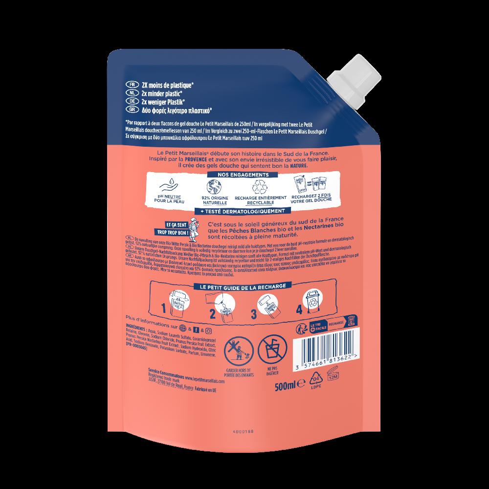 Le Petit Marseillais Recharge Gel Douche Extra Doux Pêche Blanche Bio Et Nectarine Bio