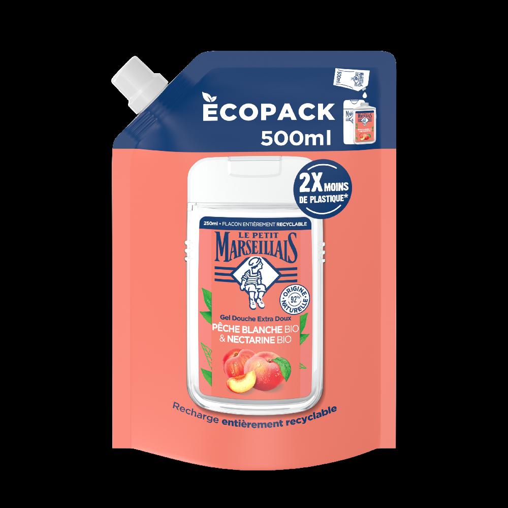 le petit marseillais Recharge Gel Douche Extra Doux Pêche Blanche Bio et Nectarine Bio