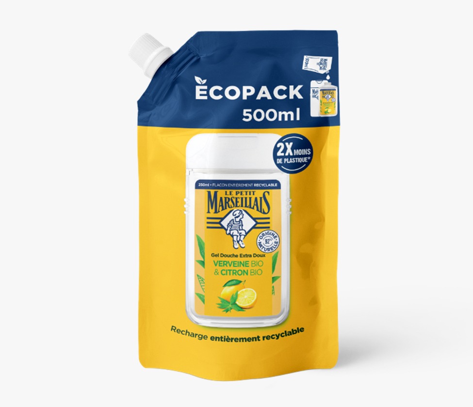 le petit marseillais Recharge Gel Douche Extra Doux Verveine Bio et Citron Bio