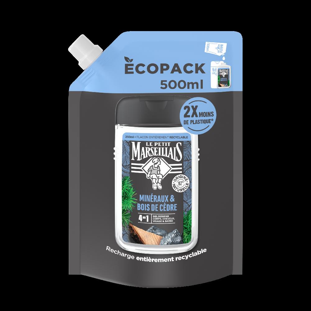 le petit marseillais Recharge Gel Douche Homme Minéraux & Bois de Cèdre