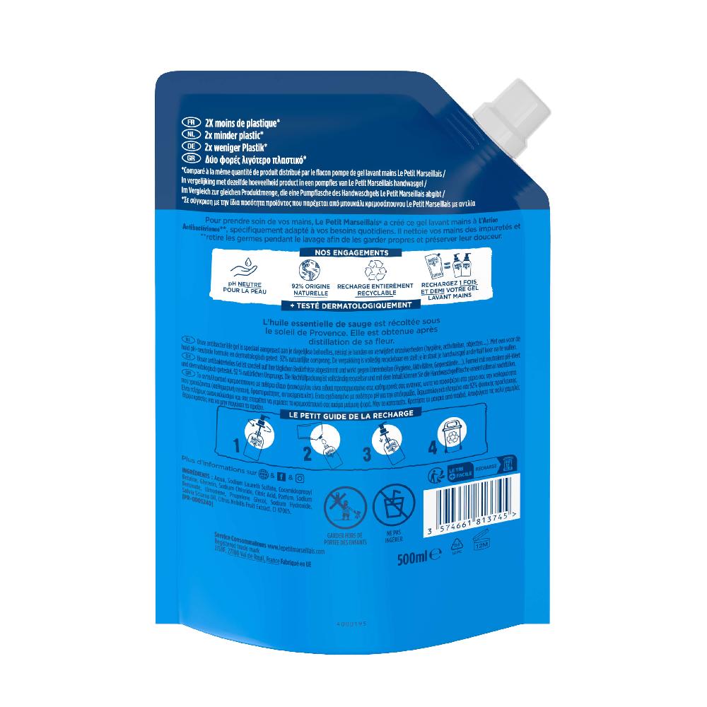 Le Petit Marseillais RECHARGE GEL LAVANT MAINS – ACTION ANTIBACTÉRIENNE ​