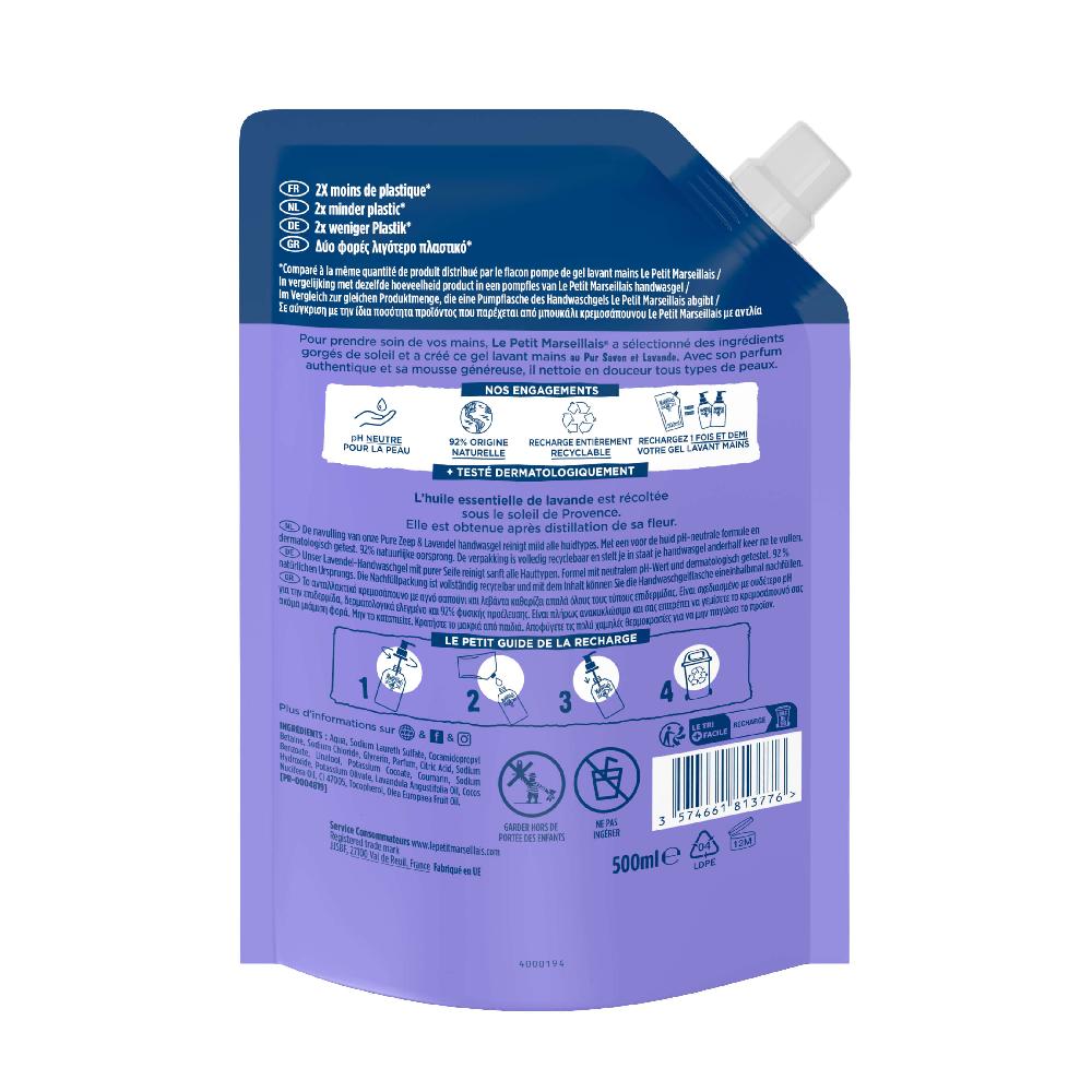 Le Petit Marseillais RECHARGE GEL LAVANT MAINS – PUR SAVON & LAVANDE