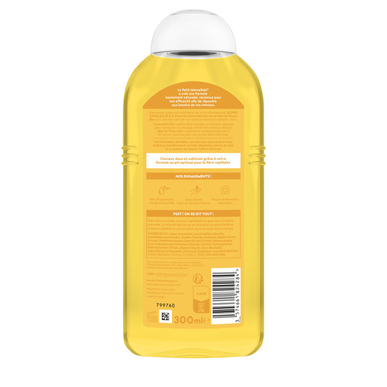 Le Petit Marseillais Shampooing Blond Ensoleillé à La Fleur De Camomille Et Au Miel De Fleurs Bio