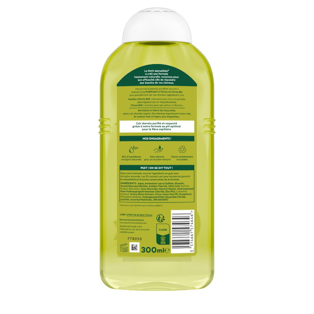 Le Petit Marseillais Shampooing Purifiant à L’Ortie Et Au Citron BIO
