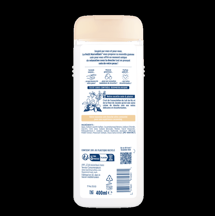 Le Petit Marseillais Soin Douche Surgras Le Rituel Douceur Lait De Riz & Jasmin