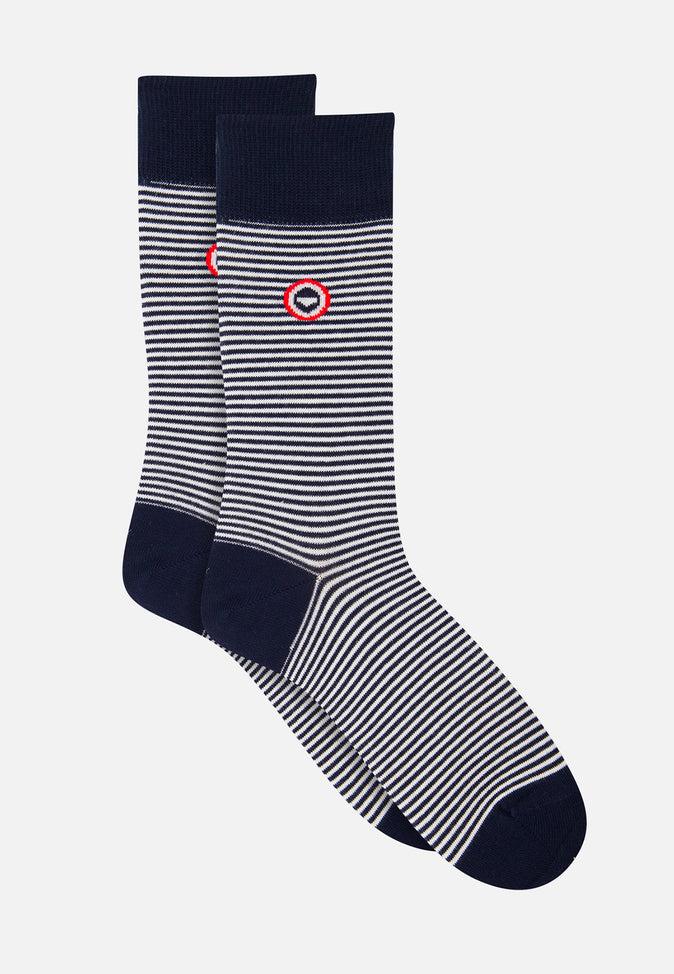Le Slip Français 7 Paires De Chaussettes Mi-hautes En Coton Pack Semainier Chaussettes Marinière Gris Chiné Marine Tartan Noir