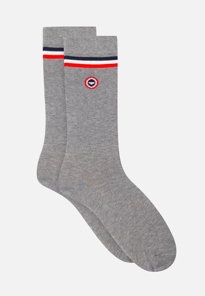 Le Slip Français 7 Paires De Chaussettes Mi-hautes En Coton Pack Semainier Chaussettes Marinière Gris Chiné Marine Tartan Noir