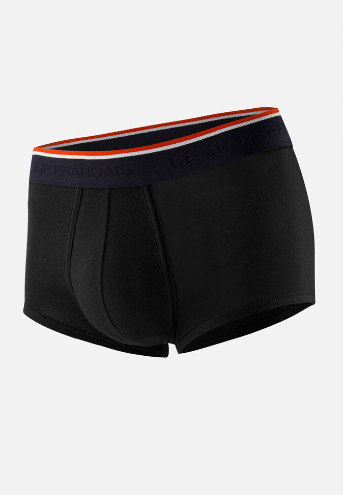 le slip français Boxer échancré en coton Pedro Noir