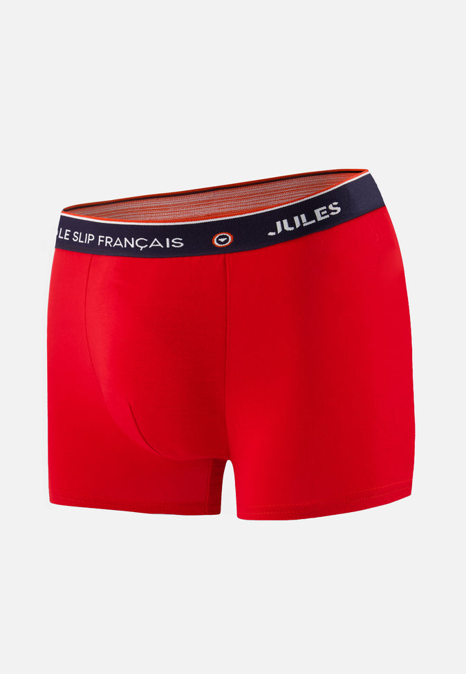 le slip français Boxer en coton Fabrice Rouge LSF x Jules