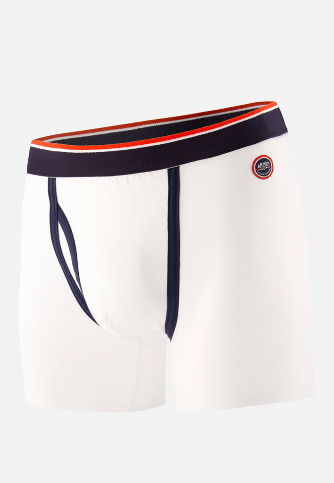 le slip français Boxer en coton LSF x Armor Lux Le Petit Minou Blanc