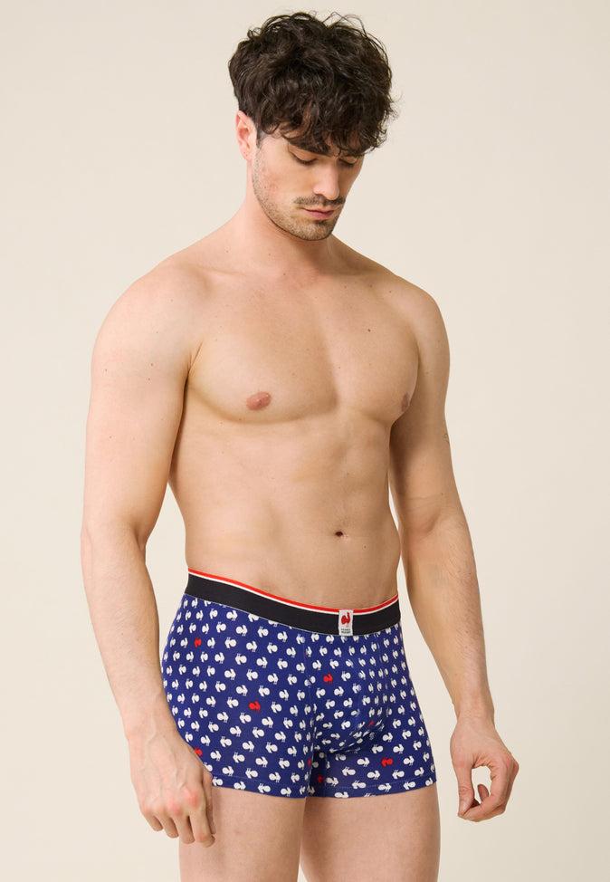 le slip français Boxer en coton Marius Coq Bleu Blanc Rouge XV de France