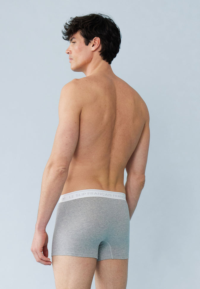 Le Slip Français Boxer En Coton Redoutable Gris Chiné