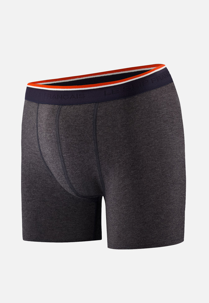 le slip français Boxer long en coton Michel Gris Anthracite le slip français Boxer long en coton Michel Gris Anthracite