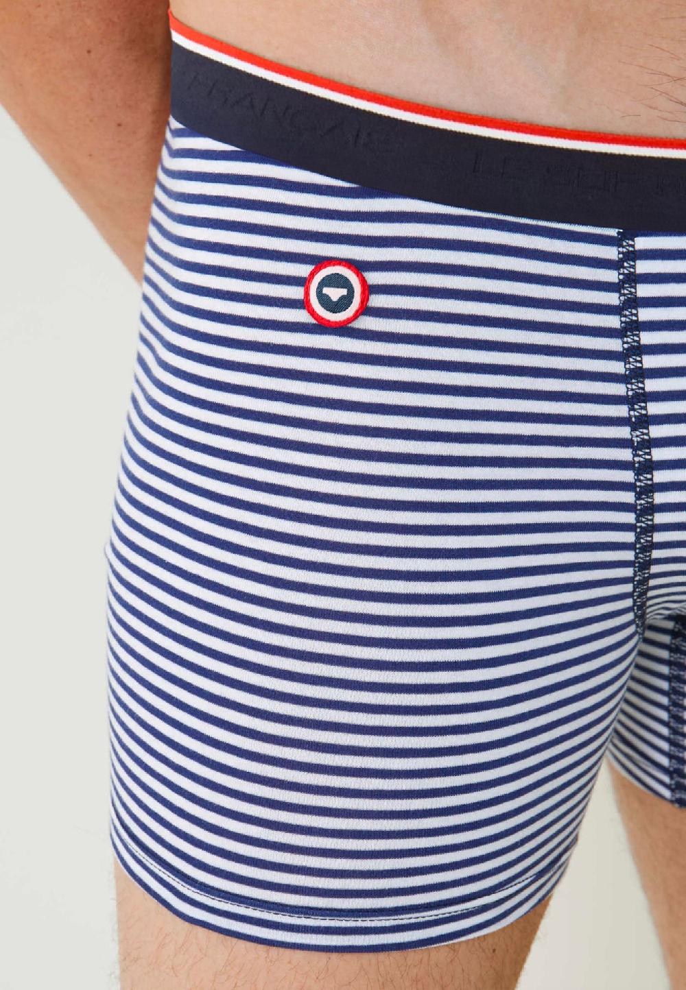 Le Slip Français Boxer Long En Coton Michel Marinière