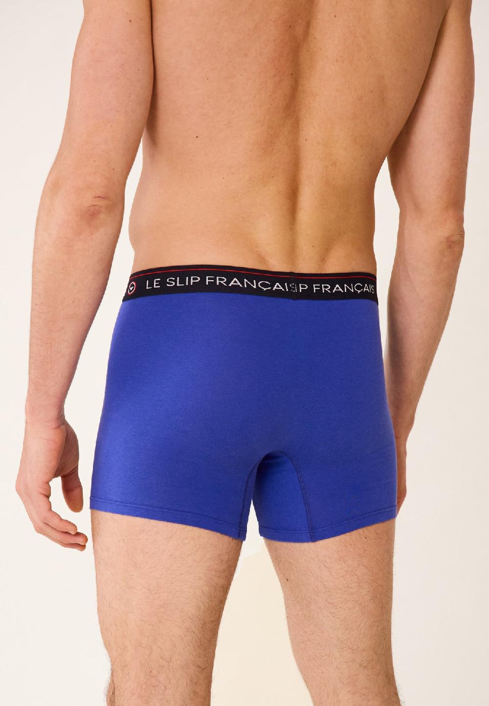Le Slip Français Boxer Long En Coton Redoutable Long Bleu Eblouissant