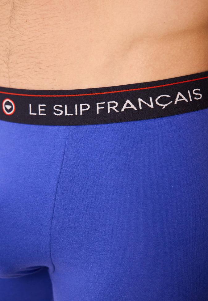 Le Slip Français Boxer Long En Coton Redoutable Long Bleu Eblouissant