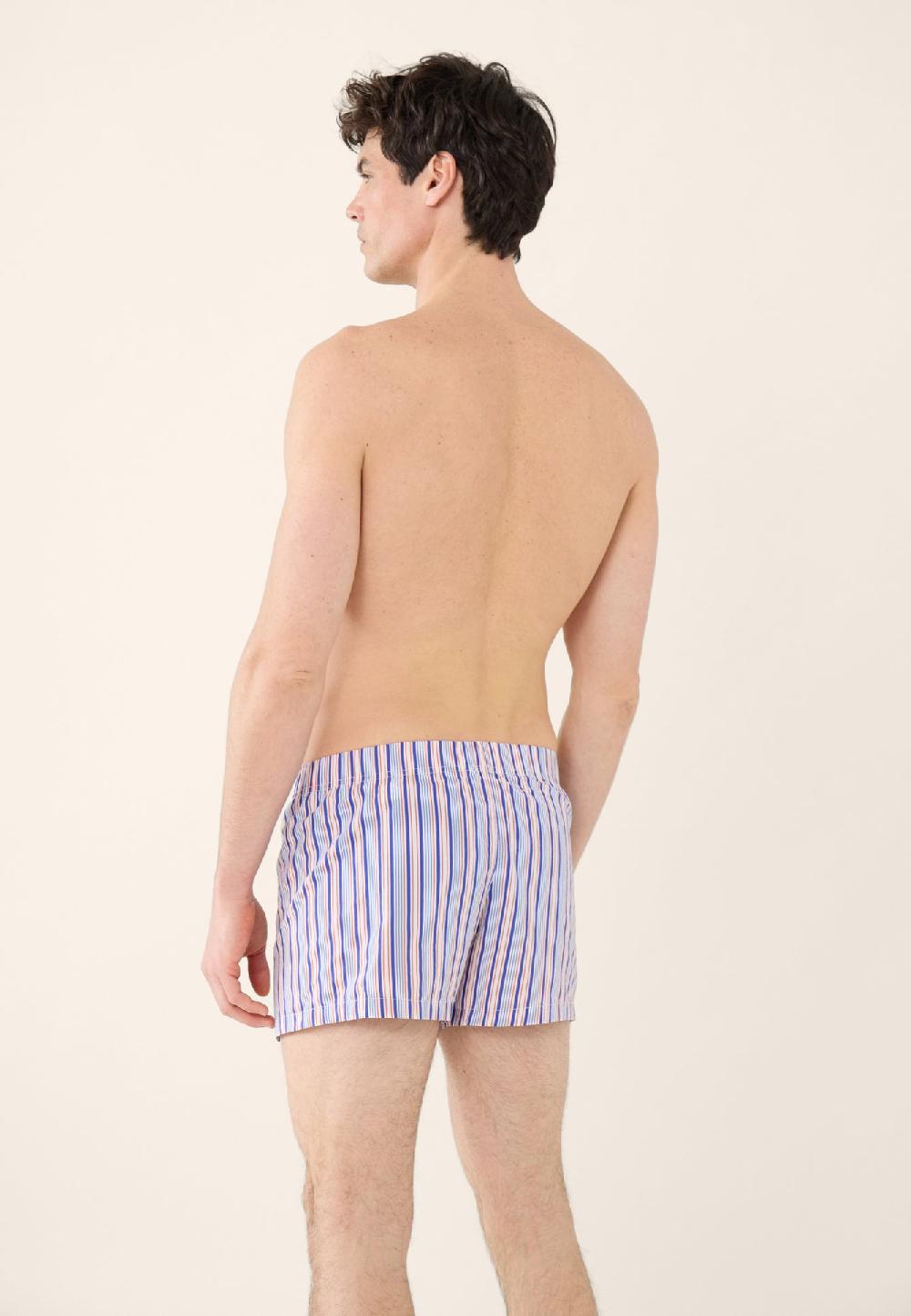 Le Slip Français Caleçon En Coton Jacques Rayure Duo Bleu Eblouissant Coquelicot