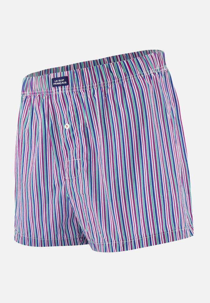 le slip français Caleçon en coton Jacques Rayures Matelas Purple Emeraude