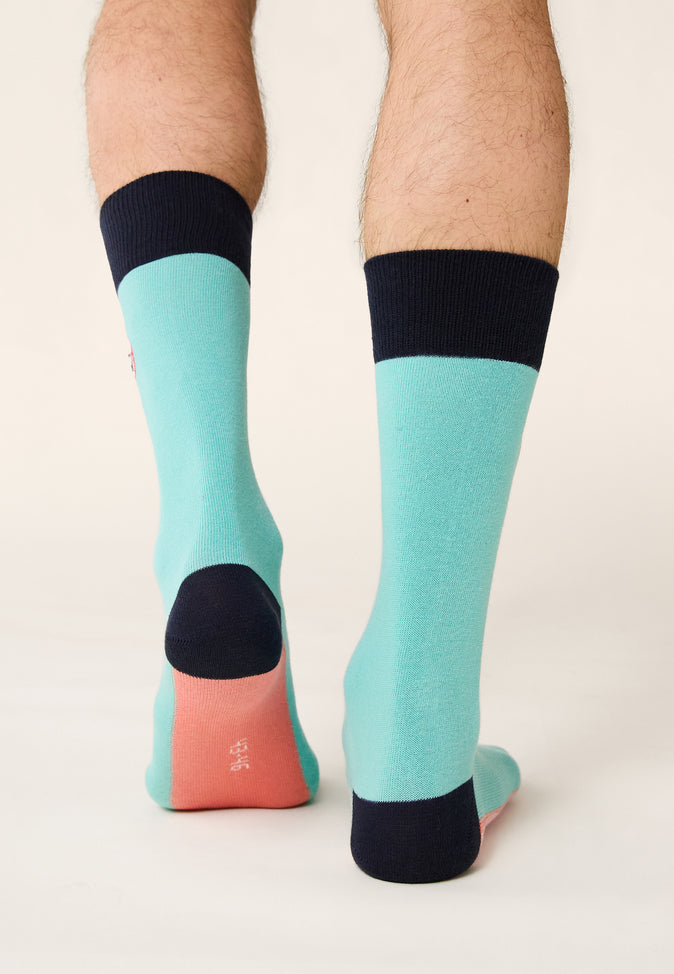 Le Slip Français Chaussettes Mi-hautes En Coton Lucas Bloc Mint Neon Pink