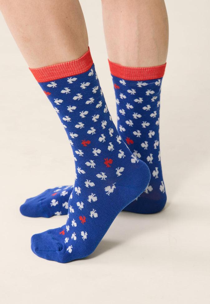 Le Slip Français Chaussettes Mi-hautes En Coton Lucas Coq Bleu Blanc Rouge XV De France
