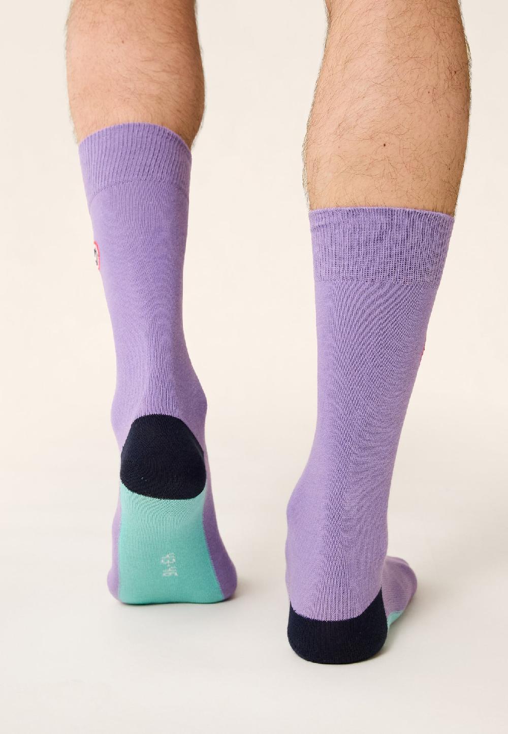 Le Slip Français Chaussettes Mi-hautes En Coton Lucas Demi Bloc Viola