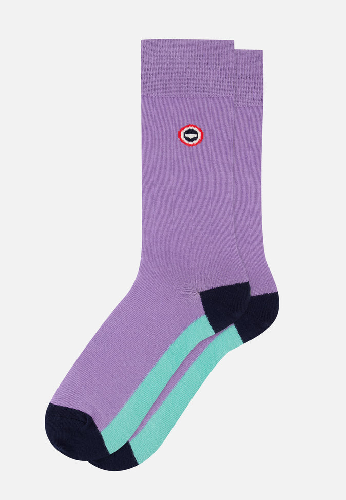 le slip français Chaussettes mi-hautes en coton Lucas Demi Bloc Viola