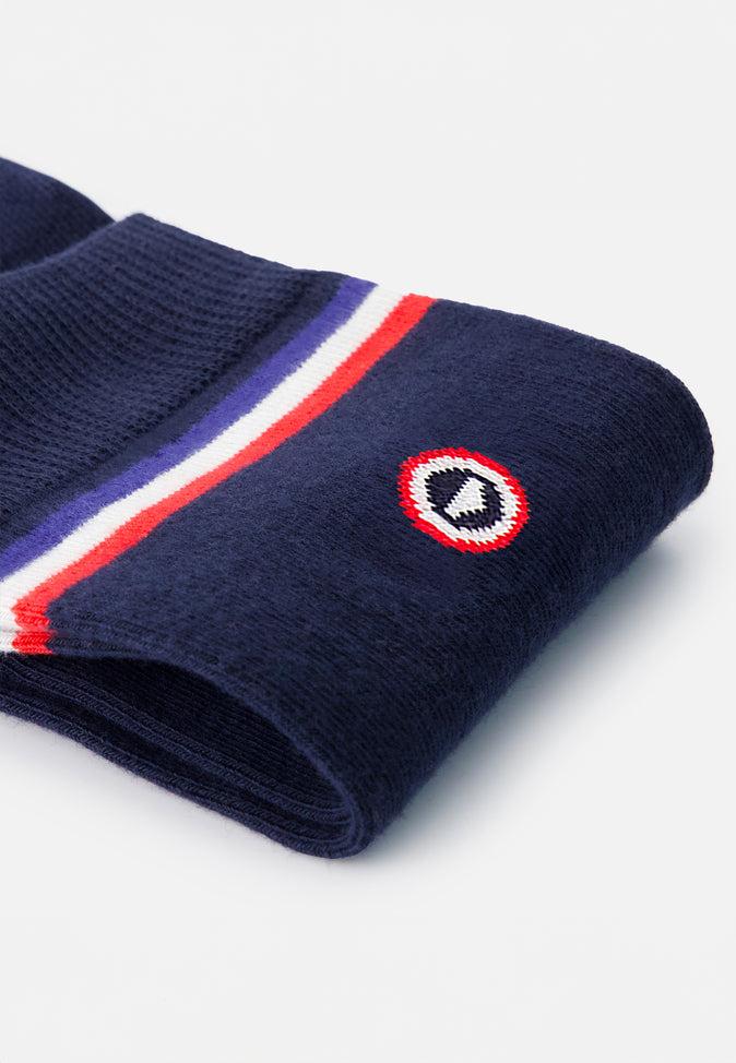 Le Slip Français Chaussettes Mi-hautes En Coton Lucas Drapeau Marine