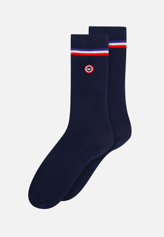 le slip français Chaussettes mi-hautes en coton Lucas Drapeau Marine