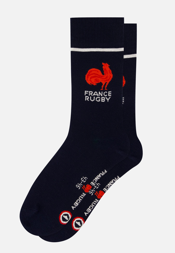 le slip français Chaussettes mi-hautes en coton Lucas France Rugby Marine