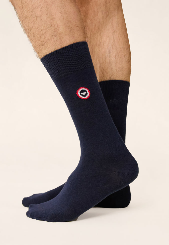 Le Slip Français Chaussettes Mi-hautes En Coton Lucas Marine