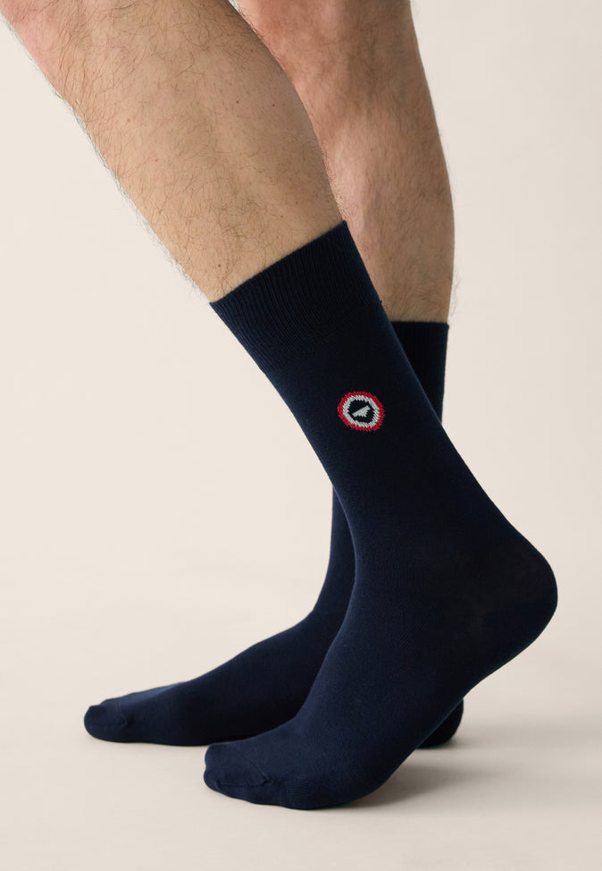 Le Slip Français Chaussettes Mi-hautes En Coton Pack Semainier Robuste Marine