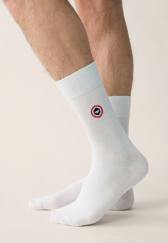 Le Slip Français Chaussettes Mi-hautes En Coton Robuste Blanc
