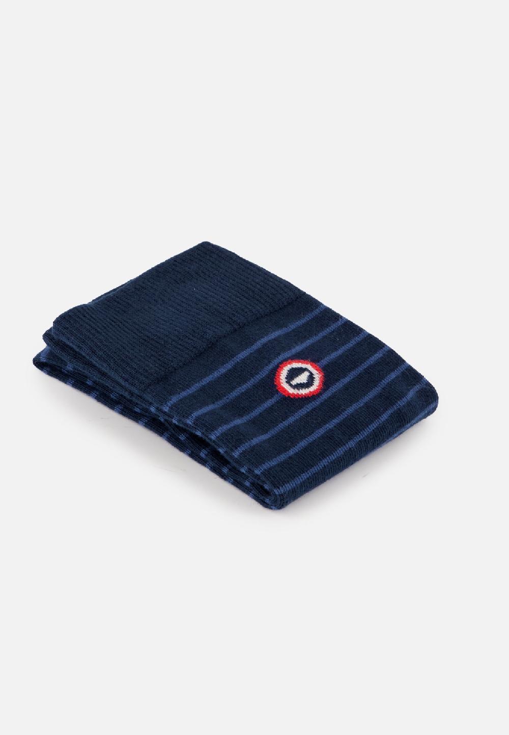 Le Slip Français Chaussettes Mi-hautes En Coton Robuste Marine Rayures Acier