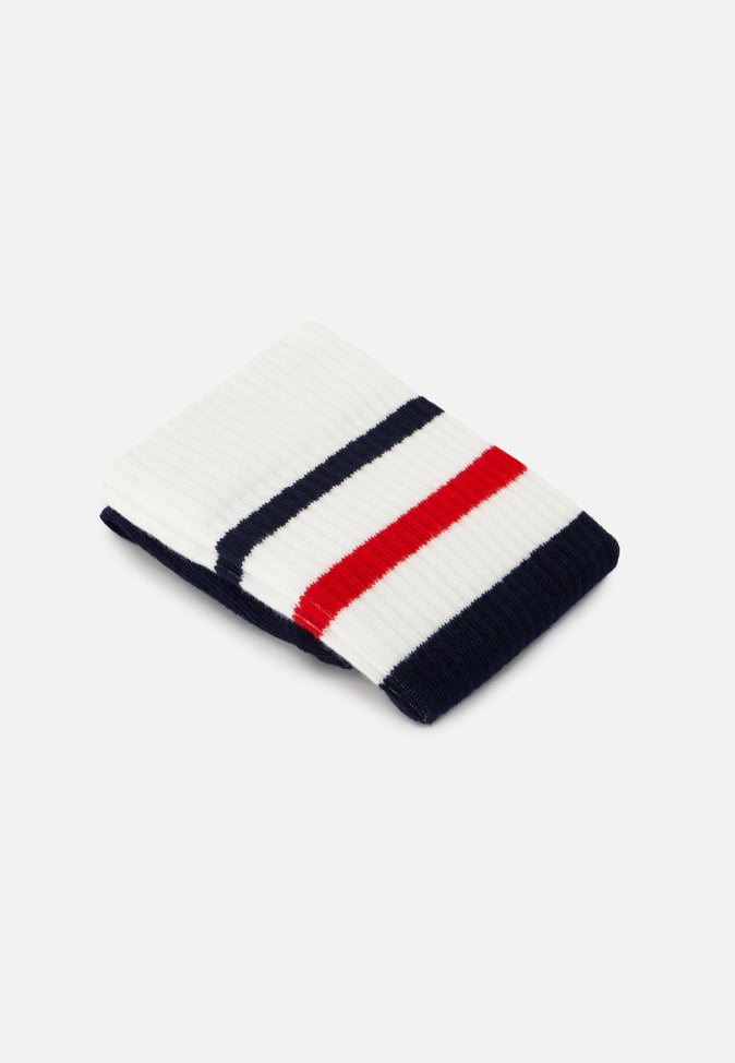 Le Slip Français Chaussettes Mi-hautes En Coton Wilfried Bloc Marine Blanc Rouge