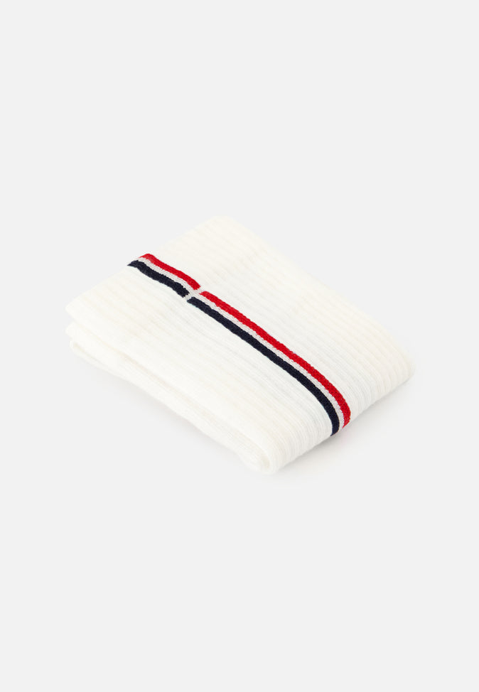 Le Slip Français Chaussettes Mi-hautes En Coton Wilfried Lignes Marine Blanc Rouge