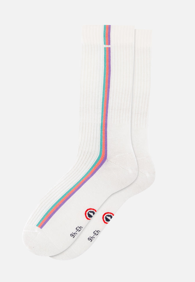 le slip français Chaussettes mi-hautes en coton Wilfried Lignes Mint Neon Pink Viola