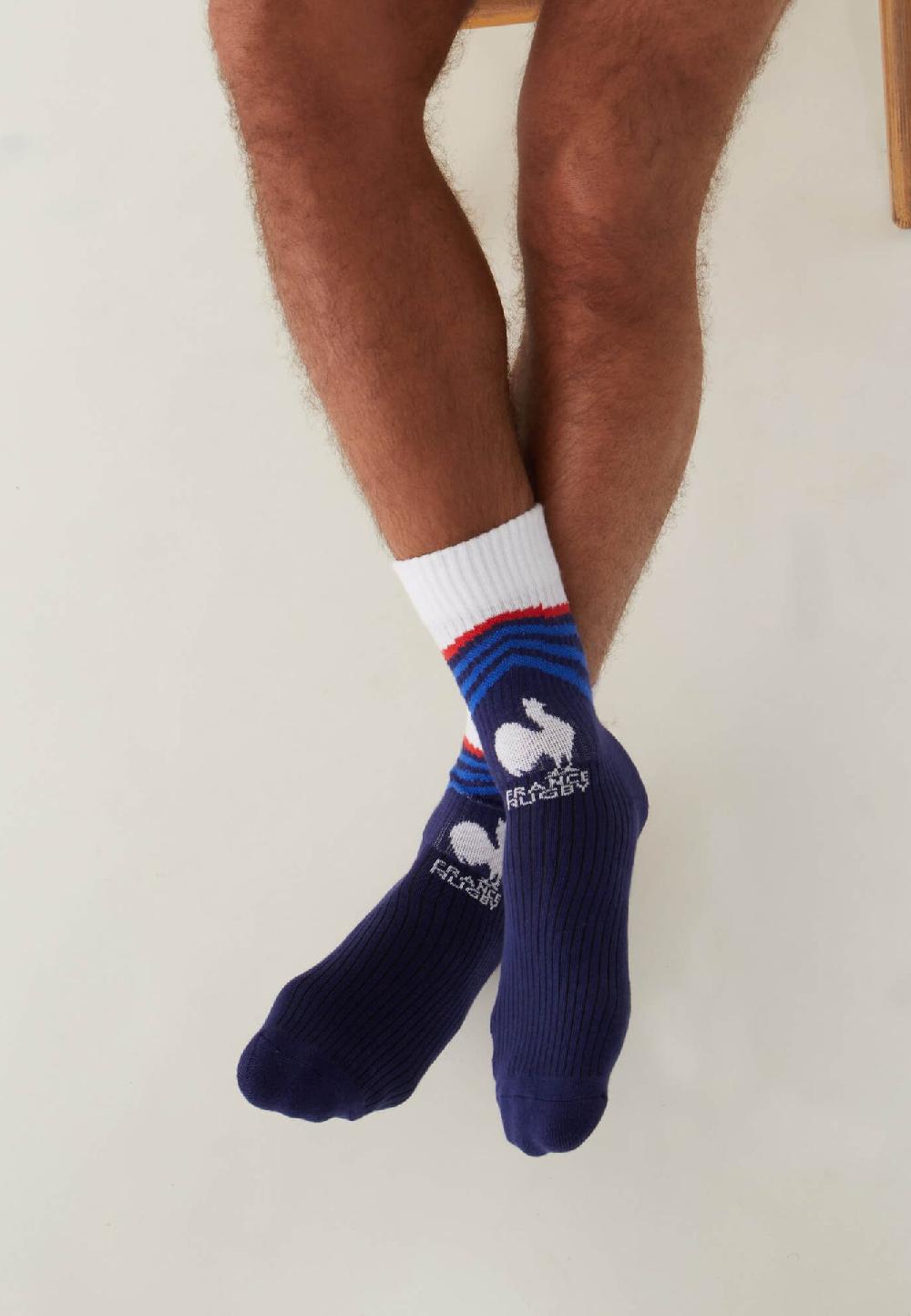 Le Slip Français Chaussettes Mi-hautes En Coton Wilfried Marine XV De France