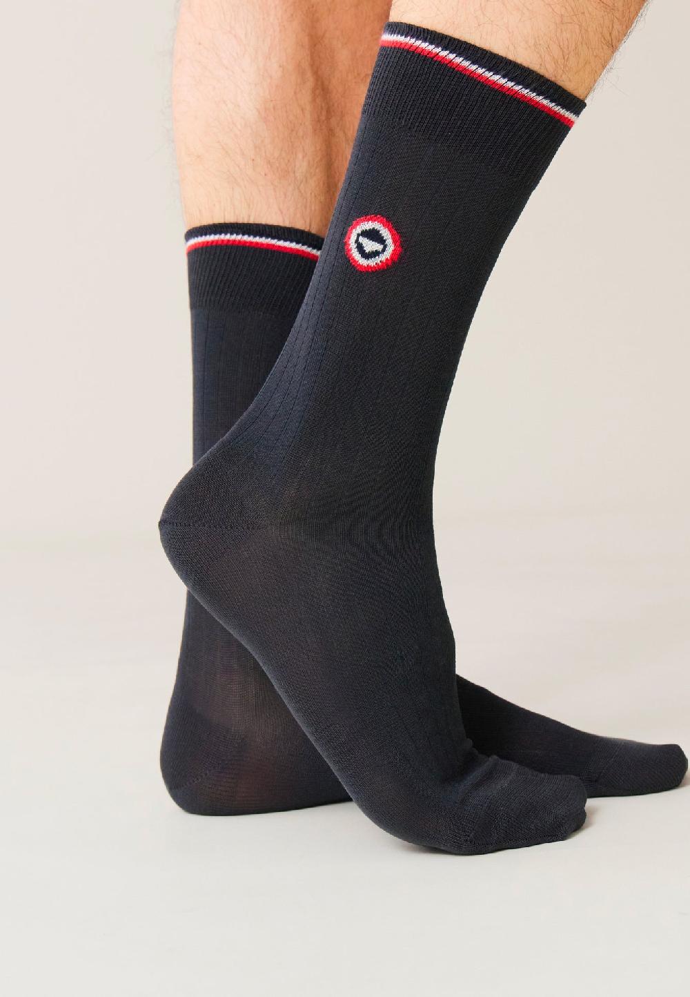 Le Slip Français Chaussettes Mi-hautes En Fil D'Ecosse Nessy Gris Anthracite