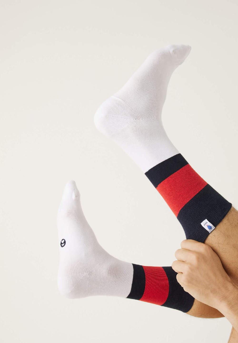 Le Slip Français Chaussettes Mi-hautes Mixtes En Coton Lucas Blanc Equipe De France