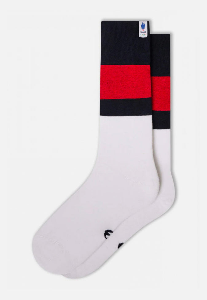 le slip français Chaussettes mi-hautes mixtes en coton Lucas Blanc Equipe de France